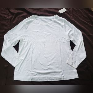 A New Day Women's Plus Size Long Sleeve Ribbed Tee, White, Size 2X or 3X, NWT